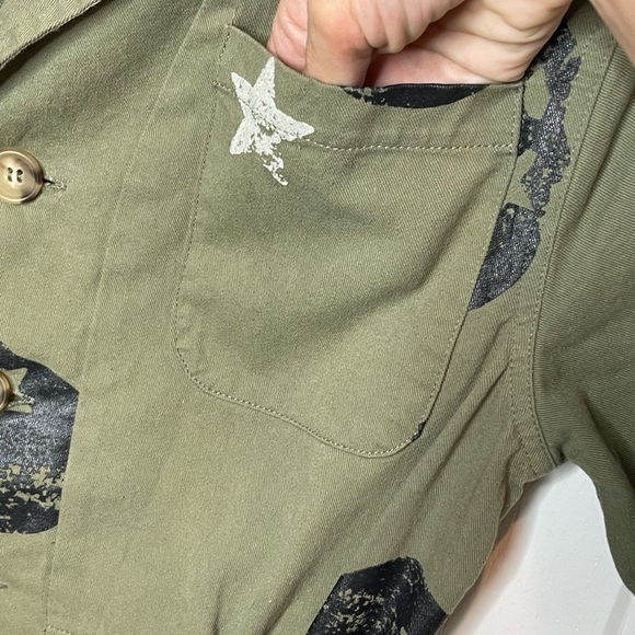 Fantastic Fawn skull and star jumpsuit Green cotton button enclosure size small - Picture 15 of 16